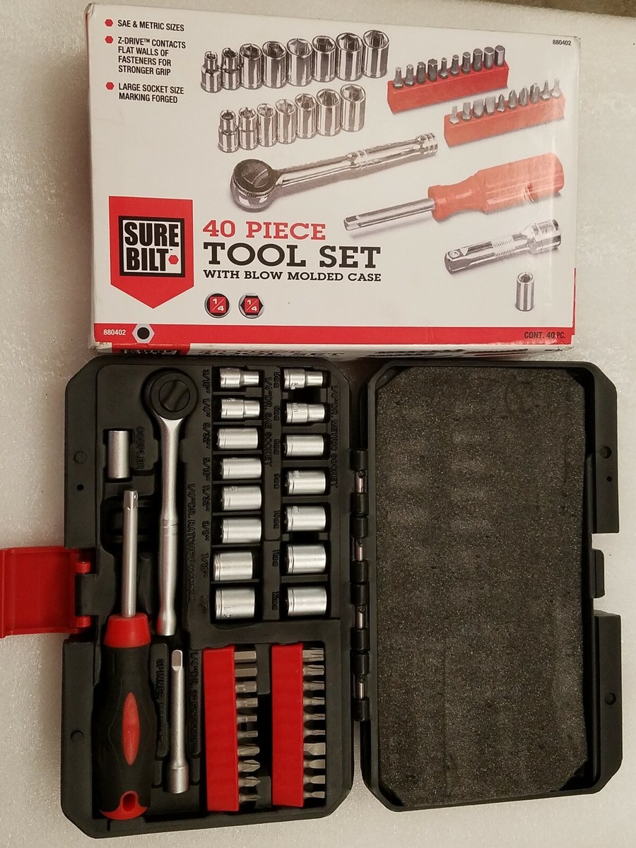 SURE BILT DURALAST 40 PIECE TOOL SET MOLDED CASE 880402 SAE METRIC