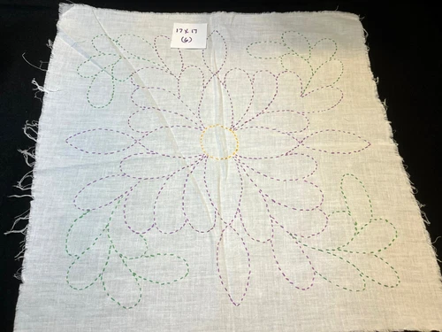 Lot of 6 Vintage Embroidered Stamped Quilt Blocks 17x17 (#SH4)