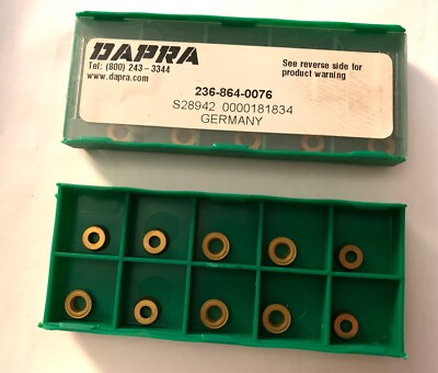 DAPRA Carbide Inserts - No. C236-864-0076 (S28942) - Qty. 10 - NEW
