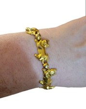 Goldtone Metal Cat Linked Bracelet 8" Stretched Cat