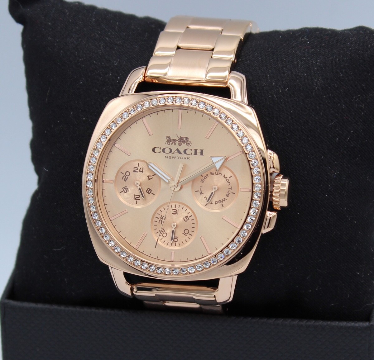 NEW AUTHENTIC COACH PERFECT BOYFRIEND ROSE GOLD CRYSTALS WOMEN'S