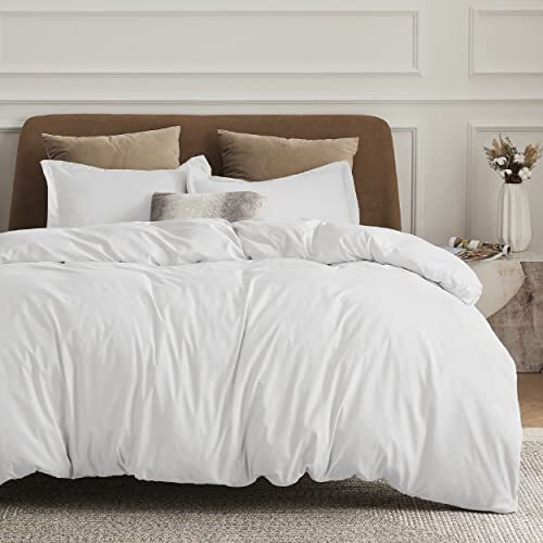 Soft White Duvet Cover Queen Size 90 x 90 Double Bedding-image