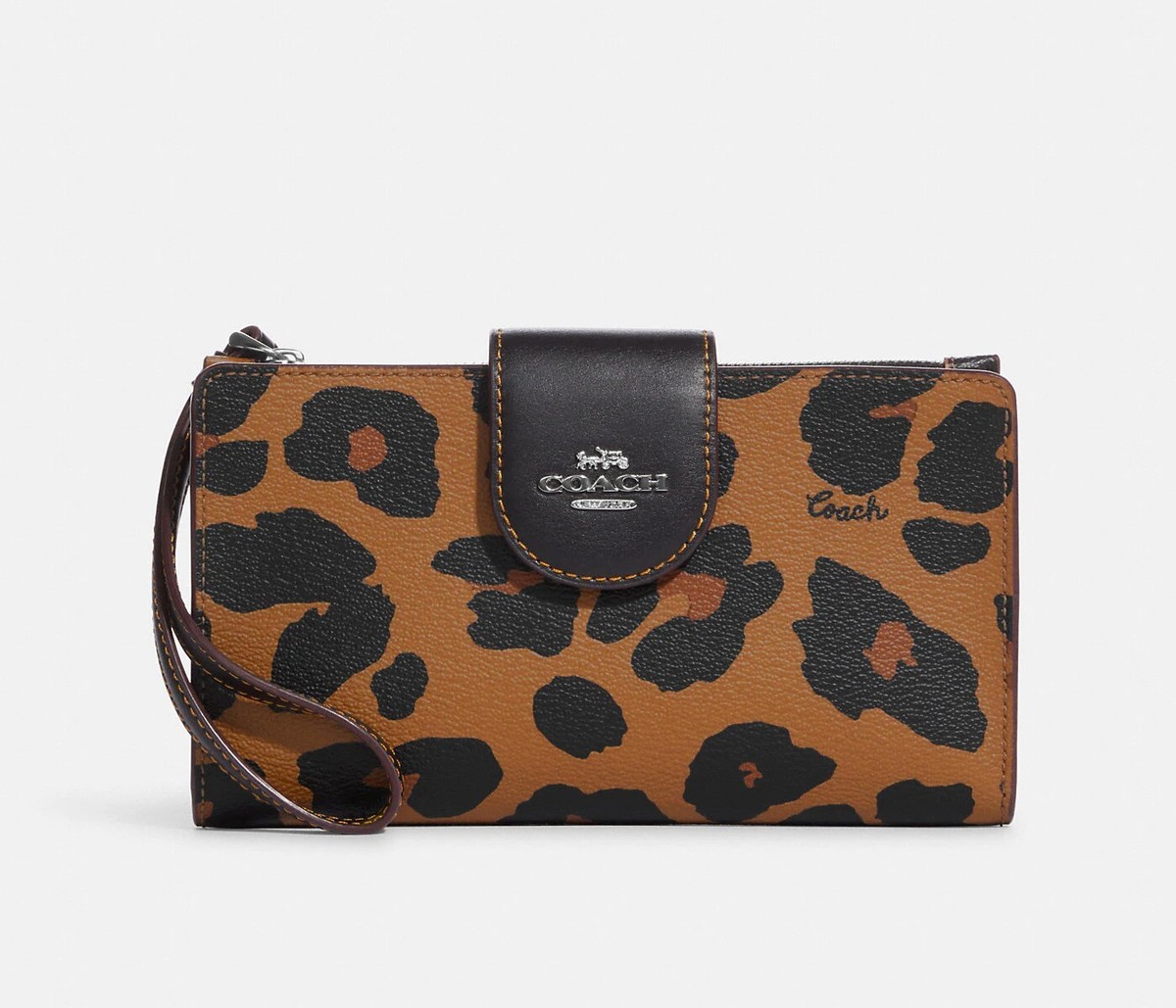NWT Coach Tech Wallet With Leopard Print And Signature