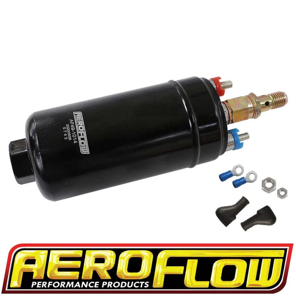 Aeroflow 650hp EFI External Fuel Pump & Wiring Plug Kit takes Bosch 044 fittings