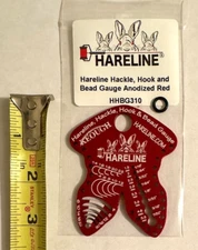 Hareline Hackle, Hook & Bead Gauge, Red, Fly Tying, NR