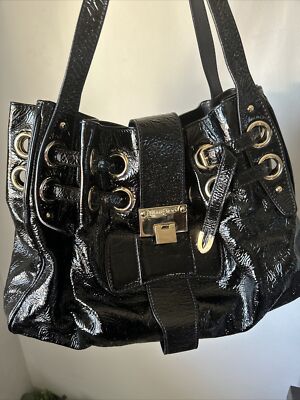 Jimmy Choo Black Patent Leather Ramona Shoulder Bag | eBay