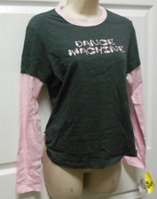 BE THE BUN MOTIONWEAR Long Sleeve T shirt Charcoal Pink DANCE MACHINE Large