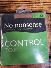 No Nonsense Control Top Nylon Pantyhose Q Sheer Toe Tan Trims Flattens Hips