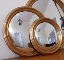 New Gold CONVEX Rustic Round Vintage Style Wall Mirror- 2 Sizes