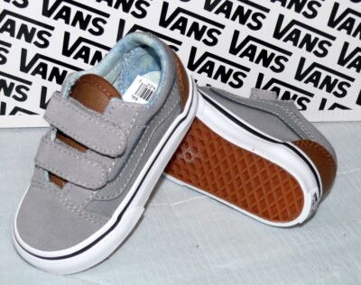 Vans OLD SKOOL V C&L Rau UP Leder Canvas Kinder Schuhe Sneaker EU 21 Gray White