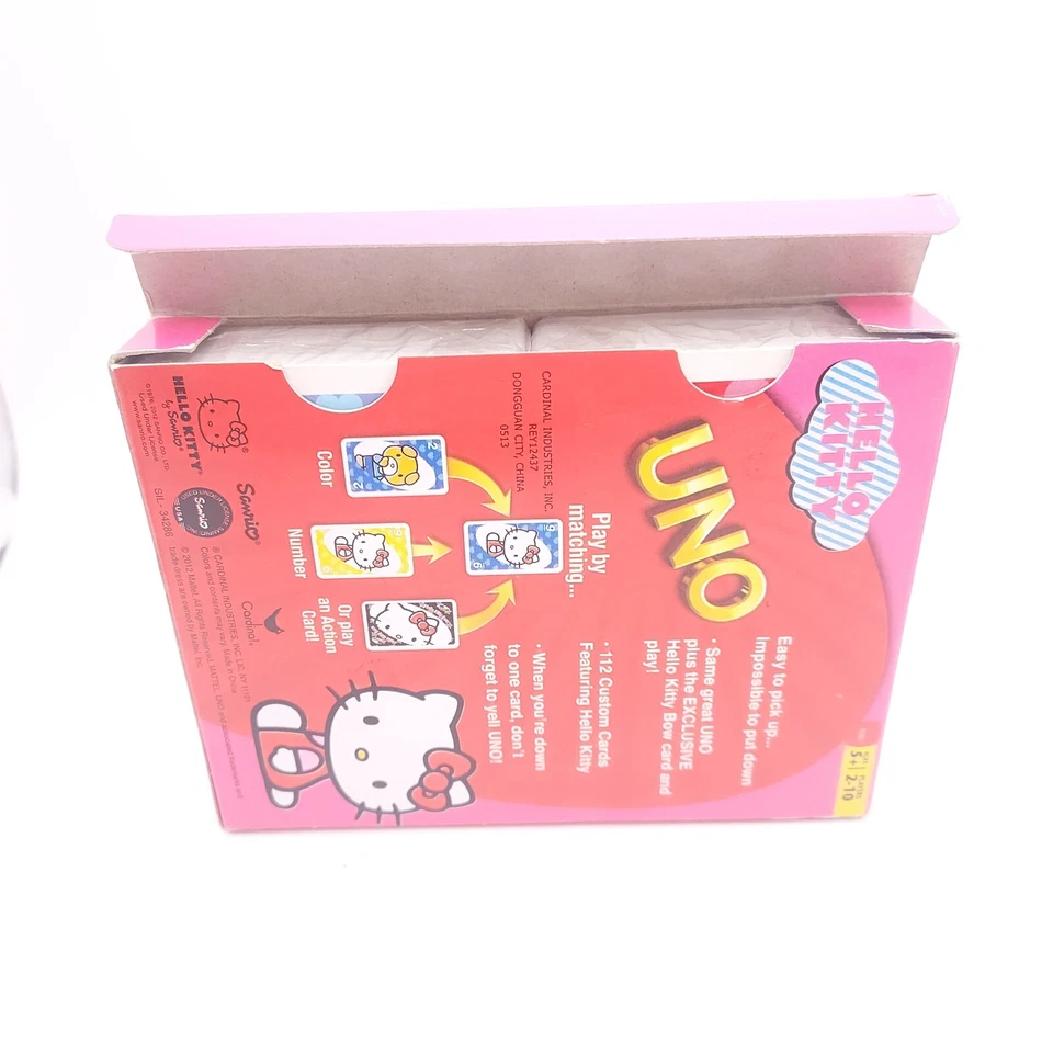 Raro 2012 HELLO KITTY UNO Juego de Cartas Cardinal Exclusivo "Hello Kitty Bow" Regla Foto 4 de 4