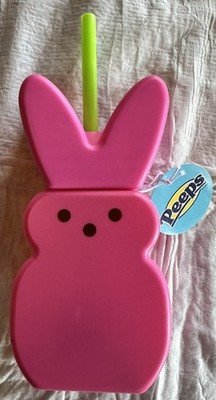 NWT Easter PEEPS 7  Tumbler Cup w/ Straw Pink 14oz Fun Tumbler To Have BRAND NEW