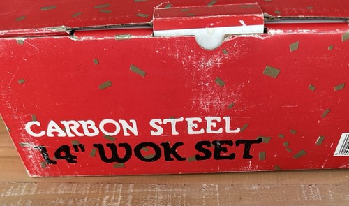 Taylor & Ng 6 Stück 14" Wok Set Kohlenstoffstahl Pfanne Deckel Werkzeuge Rühren Braten in Box Wie Ist - Bild 3 von 13