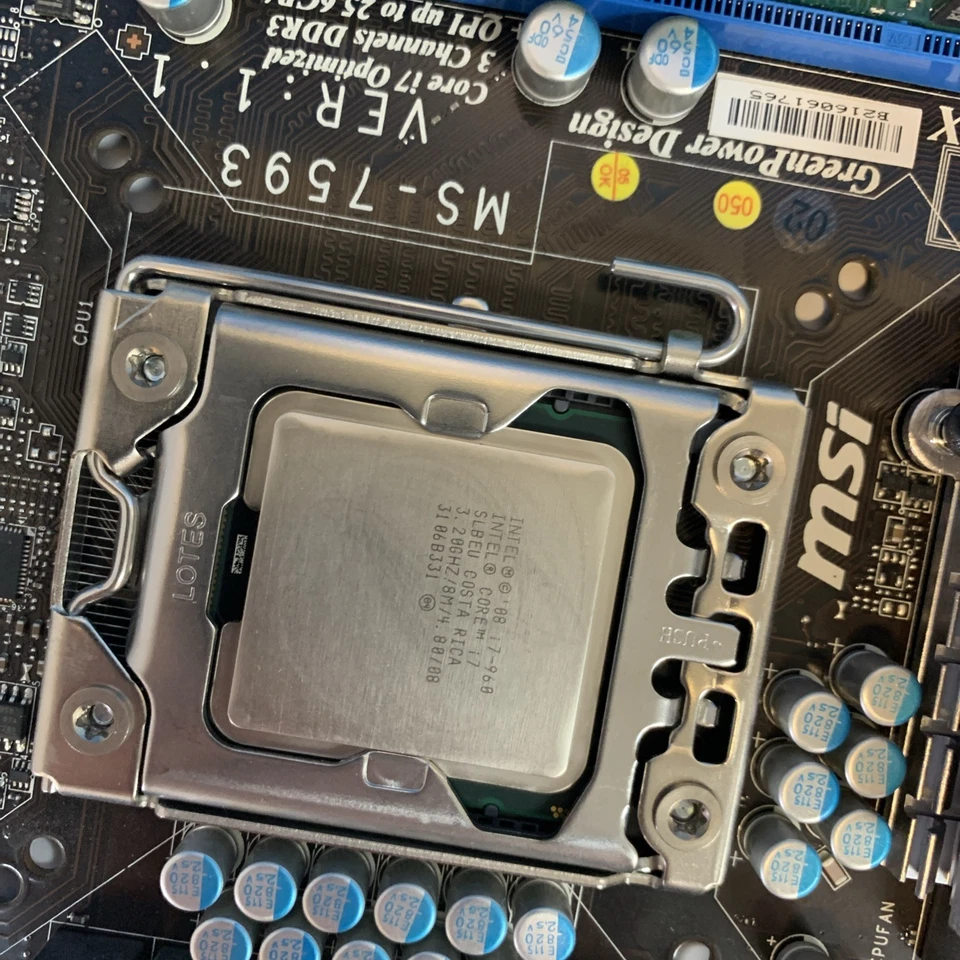 MSI X58M Motherboard LGA 1366 MS-7593 Ver 1.1 w/ i7-960+6GB RAM - Image 4 of 4