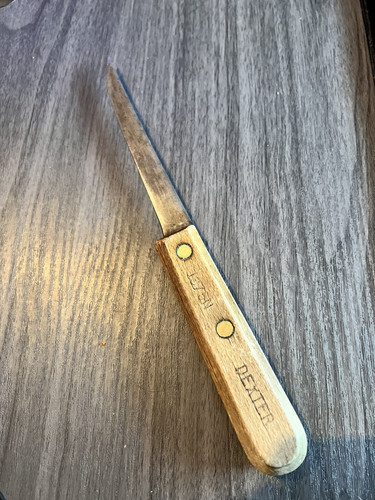 Vintage DEXTER USA 1375N CARBON Steel BONING KNIFE - Wood Handle