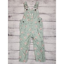OshKosh B'Gosh Vestbak Bib Overalls Girls Size 18 Months Green Pink Floral