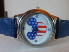Mens Vintage Disney Catalog Mickey Mouse Watch (Patriotic)-(US Flag) VHTF-New
