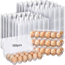 150 Pcs 18Count Easter Egg Cartons Bulk3x6Plastic Clear Eggs Empty Tray Reusable