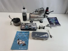 Master Airbrush TC-20 Air Compressor Kit G25 G23 E91 Guns Cleaner Lot Tools
