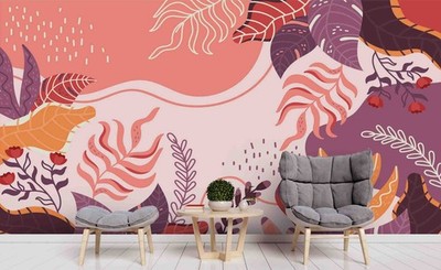 3D Flower Leaf Plant Illustration Wall Murals Wallpaper Murals Wall Sticker