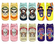 Benefeet Sox Women Girls Funny Crazy One Size, 6 Pack-colorful Skull Skeleton