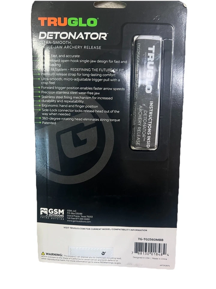 Truglo Detonator Archery Release Ultra-Smooth Dual-jaw Black Strap - TG2560MBB - Image 2 of 3