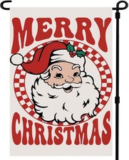 Merry Christmas Garden Flag 12x18 Inch Double Sided Santa Claus Outdoor Yard Fla