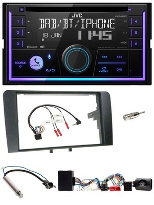 JVC Lenkrad USB 2DIN DAB Bluetooth CD Autoradio für Audi A3 Symphony Aktiv ISO 8