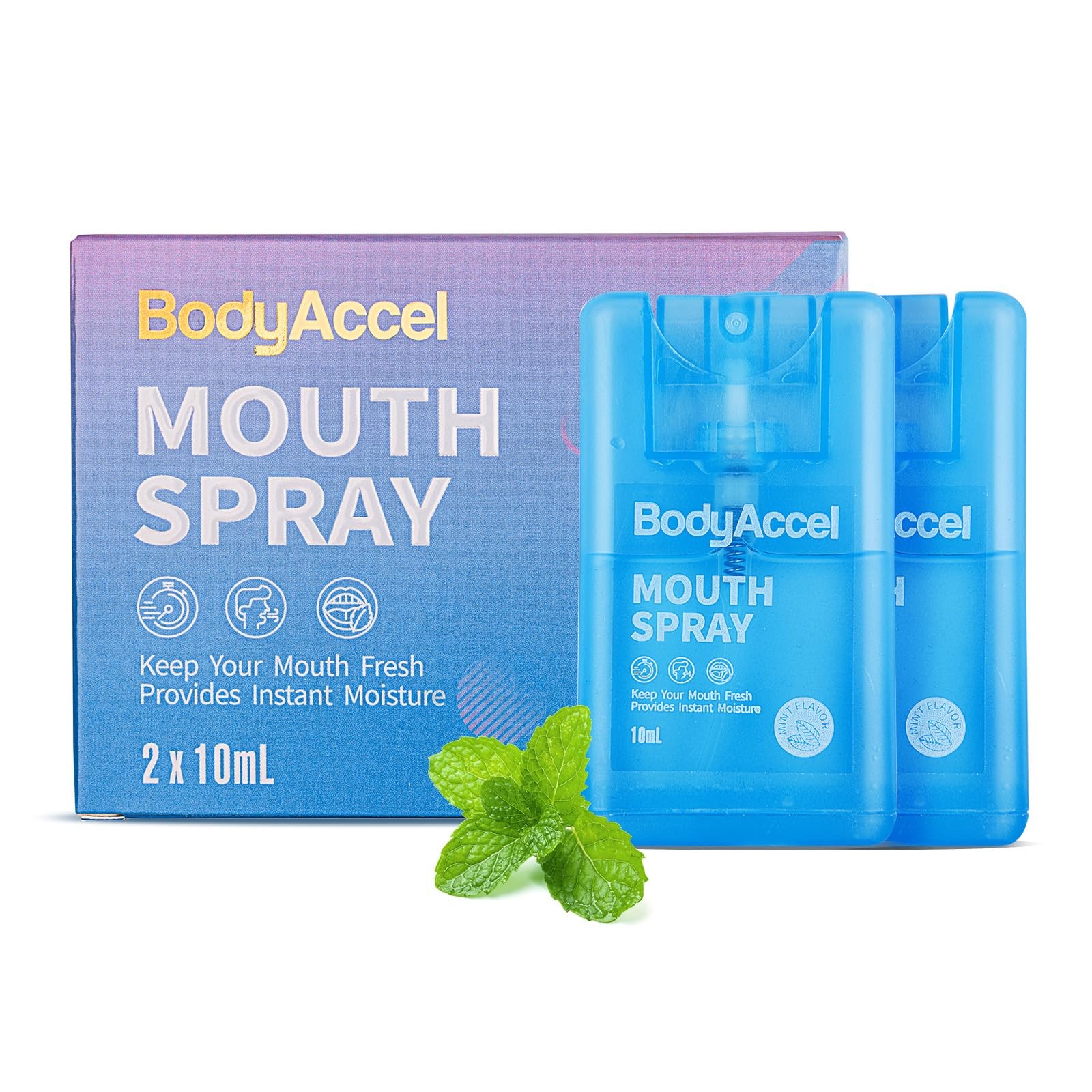 BodyAccel Dry Mouth Spray, Breath Spray for Bad Breath, Portable Mint Mouth S...