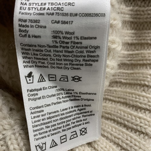 Vintage Timberland Elfenbein Grobstrick Waffelmuster Wolle Cardigan Pullover Taschen Herren M - Bild 10 von 10