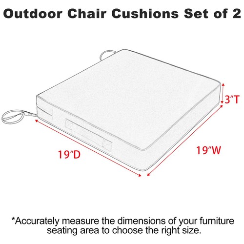 Patio Chair Cushions 19 x 19 x 3 Inch Waterproof Outdoor Seat Cushions for Pa... - Picture 3 of 7