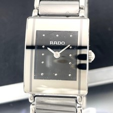 Rado Square Ladies Watch Black Dial Quartz Steel 15cm Used