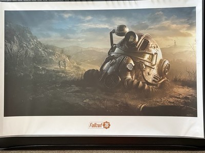 Fallout 76 Dawn Power Armor T-45 Lithograph 24 x 36 Gold Foil /500 Bethesda