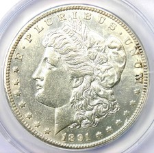 1891-CC Morgan Dollar $1 Carson City Rare Coin - Certified ANACS AU53 Details