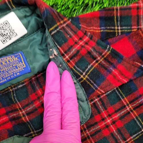 Vintage Pendleton Plaid Jacket Medium 20x30 Red Flannel - Picture 8 of 17