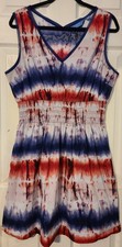 Simply Vera Vera Wang Blue and White Tie Dye Dress XL Sleeveless