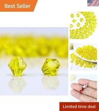 Sparkling 250PCS 6MM Bicone Yellow Crystal Glass Beads for DIY Jewelry Projects