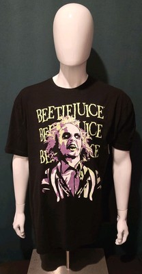 Beetlejuice - Short Sleeve Graphic Black T-Shirt, Licensed, Size 2XL (50/52) NWT