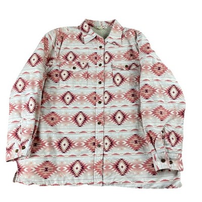 Cumberland Outfitters Pink Aztec Sherpa Lined Shacket Southwestern Women's Large