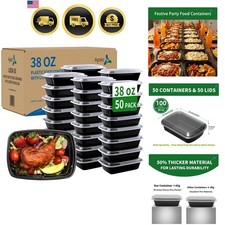 Meal Prep Containers 38oz 50 Pack Food Storage Boxes BPA Free Microwave Safe