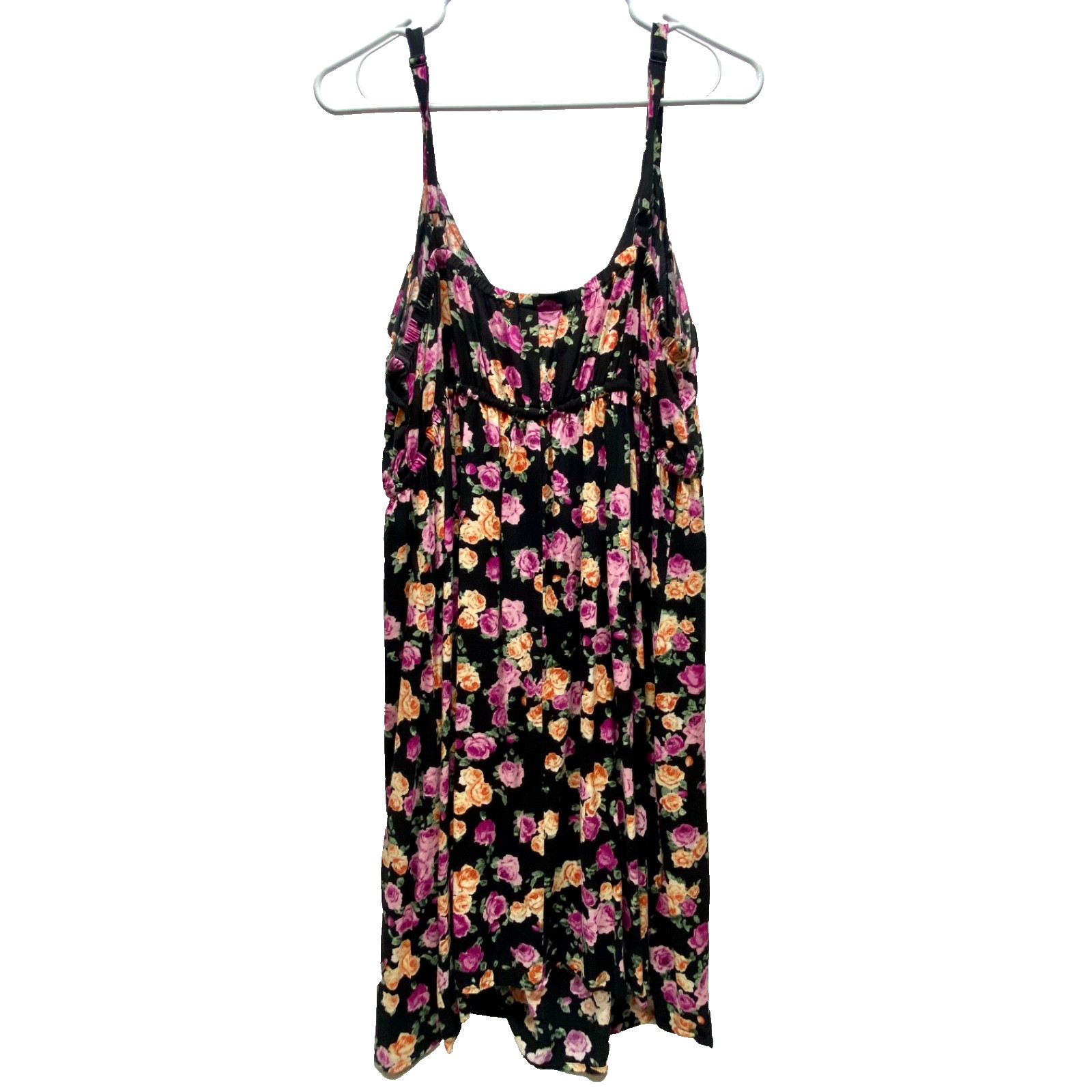Torrid Sleeveless Midi Dress Women's 2(2X 18-20) Black Pink Floral Sundress GUC