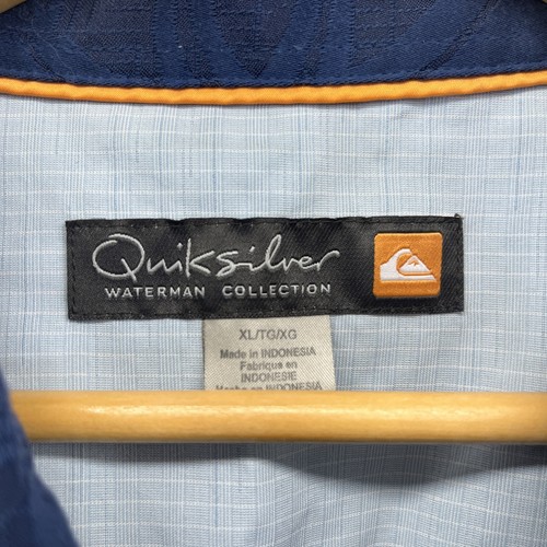Quicksilver Waterman Collection Shirt XL Blue Hawaiian SS Button Up Camp B158 - Picture 3 of 14