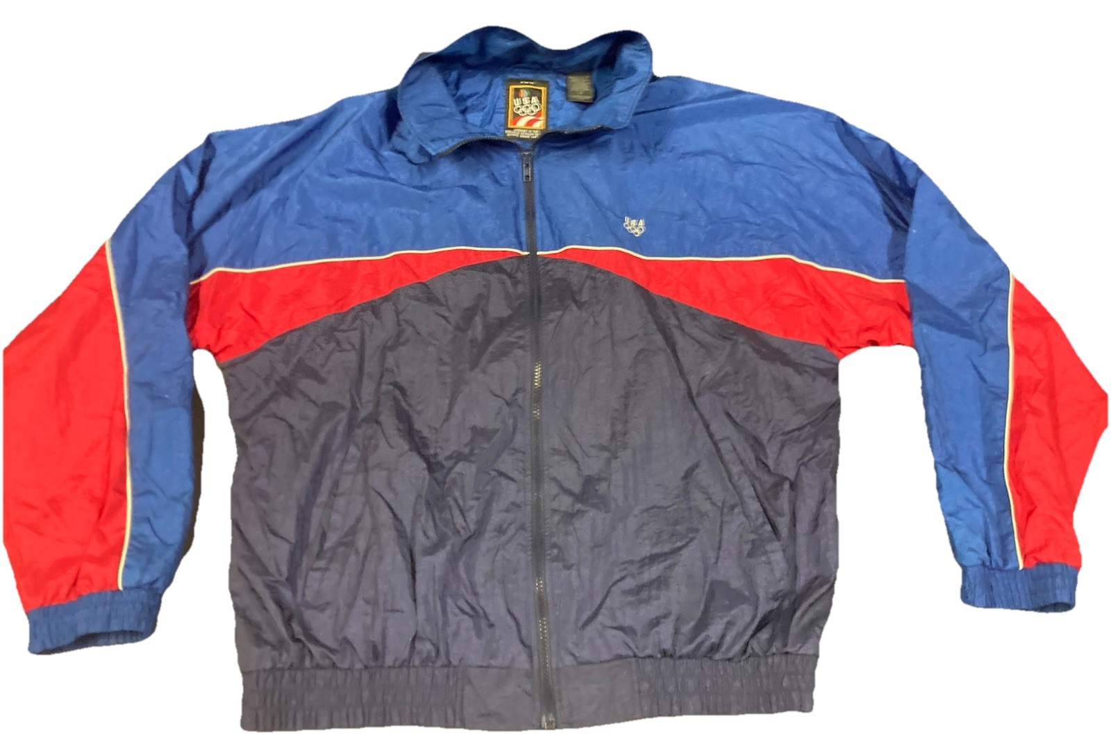 JC Penney Retro USA Olympic Team Zip Up Windbreaker Jacket Mens Large