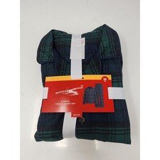 Wondershop Boys Plaid Pajamas Set Green Polyester Casual Size Medium 8