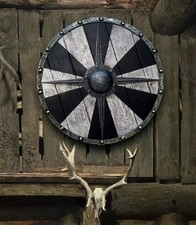 Medieval Wooden Shield Viking Battle Norse Round Wearable Shield 24"