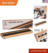 Vintage 13.9-Inch Wooden Abacus - 17 Column Soroban for Foundational Math Skills