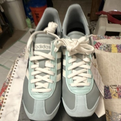 adidas Cloudfoam Low Top Lace-Up Athletic Sneakers Gray Light Blue White woman s