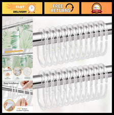 Clear C Shaped Shower Curtain Hooks - 48 Pcs Plastic Rings for Bathroom Use