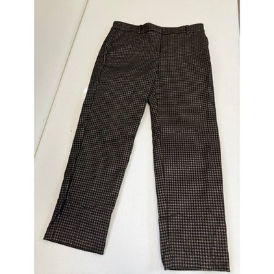 LOFT Curvy Straight Leg Houndstooth Trousers Brown Black Mens 8 Dress Pants