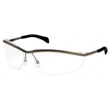 MCR Safety KD213 Klondike Metal Safety Glasses Brushed Silver Frame Blue Lens